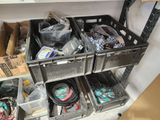 many boxes of assorted items on a shelf