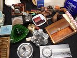 a table with many different items on it