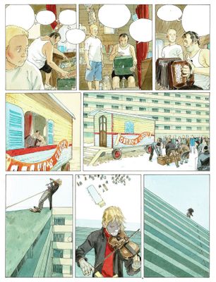 une bande dessinée représentant un homme sur un skateboard