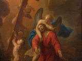 une image représentant un tableau où l'on voit Jésus portant la croix, entouré d'anges
