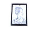 un dessin représentant une femme sur une tablette