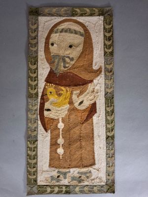 an image of a rug with a picture of a woman and a child