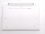 a close up of a white laptop on a white surface