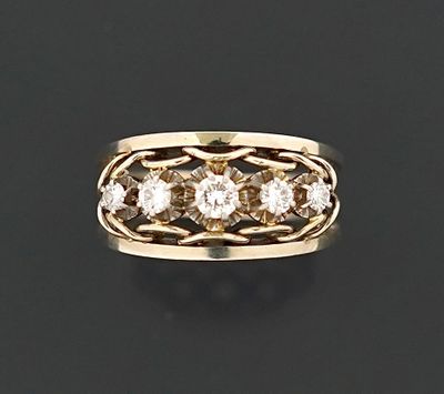 Bague jarretière moderniste en or gris rhodié 18K 750 milliè…