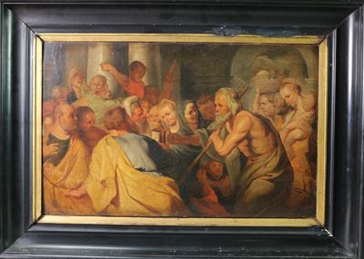 tableau représentant un groupe de personnes dans une pièce