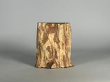 une souche de bois posée sur une table