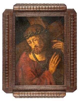 an image of a painting of jesus carrying the cross