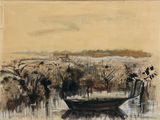 an image of a painting of a boat in a body of water