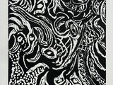 a black and white drawing of a paisley pattern on a white background