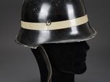 a close up of a helmet on a mannequin head