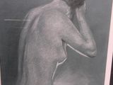 drawing of a man sitting in front of a mirror with his hand on his face