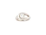 a close up of a diamond ring on a white background