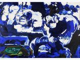 abstract painting of a group of people sitting at a table