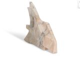 a wooden sculpture of a bird on a white background