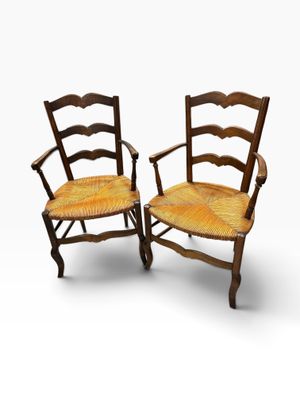 pair of early 20th century english ladderback chairs