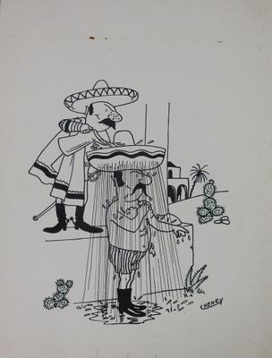 dessin représentant un homme en sombrero, une femme en sombrero, un homme en sombrero et une femme en sombrero