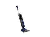 a blue and black vacuum cleaner on a white background