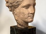 marble head of a woman on a black marble base