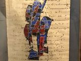 an old piece of paper with a drawing of a man on it