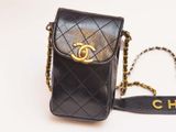 chanel black quilted leather cross body bag with gold hardware