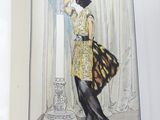 a drawing of a woman holding a fan in her hand