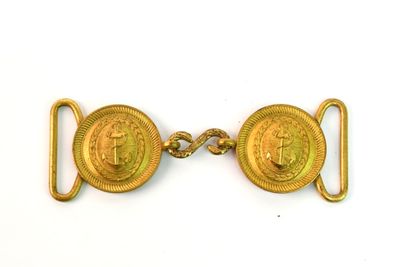 FRANCE Boucle de ceinturon d'officier de marine en métal dor…