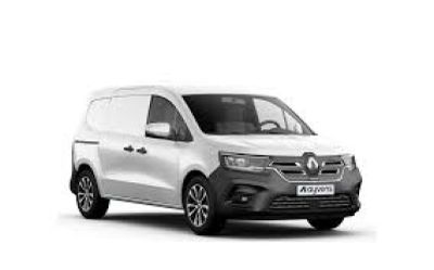 the white van is parked on a white surface