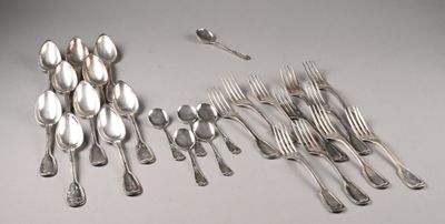 Lot 4 Grandes Fourchettes Ercuis Louis XV - Métal Argenté - Orfèvrerie Française