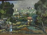 a picture of a painting on display in a glass case