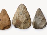 a group of five arrowheads are shown in a row