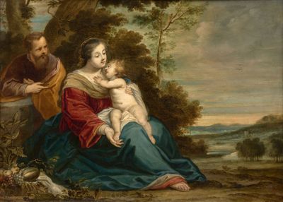 une image d'une peinture représentant une femme tenant un bébé