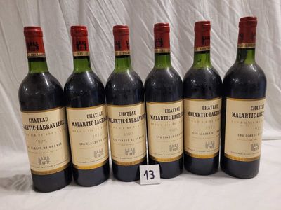 6 bouteilles CHÂTEAU MALARTIC LAGRAVIERE 1975 GCC GRAVES.