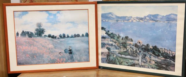 Deux gravures reproductions de Cézanne et de Claude Monet – 64x84