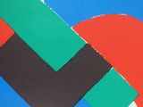 a picture of a book cover with different colors and shapes