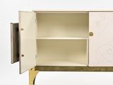 a small cabinet with a door open on a white background