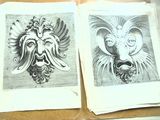 deux dessins représentant un lion et une tête de lion sur une feuille de papier