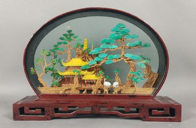 une photo d'une maquette représentant un temple chinois