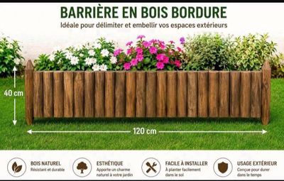 une jardinière en bois posée au milieu d'un champ verdoyant