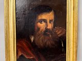 tableau représentant un homme barbu, une pipe à la bouche