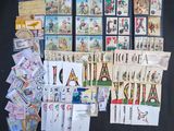 a lot of cards and postcards on the table