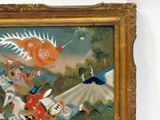 a picture of a painting of a man on a horse