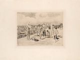 a drawing of a group of people on the beach
