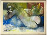 un tableau représentant une femme allongée sur un lit