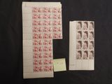 two sheets of paper with stamps on them sitting on a table