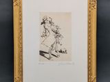 an image of a drawing of a woman and a dog