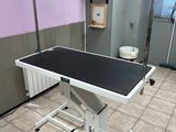 a black and white table in the middle of a room