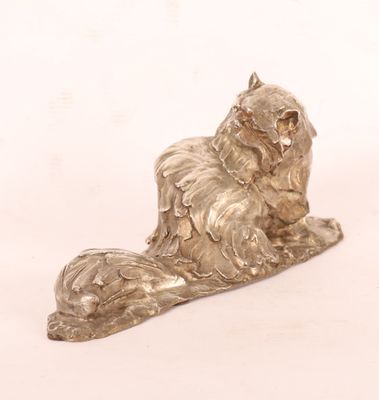 SCULPTURE "CHAT ANGORA" EN BRONZE ARGENTÉ de José Maria DAVI…