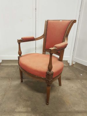 paire de fauteuils rembourrés orange de style Louis II