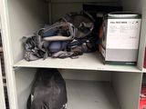 a bag that is sitting on a shelf in a cabinet