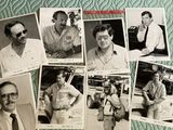 several black and white photos of men and women posing for a picture